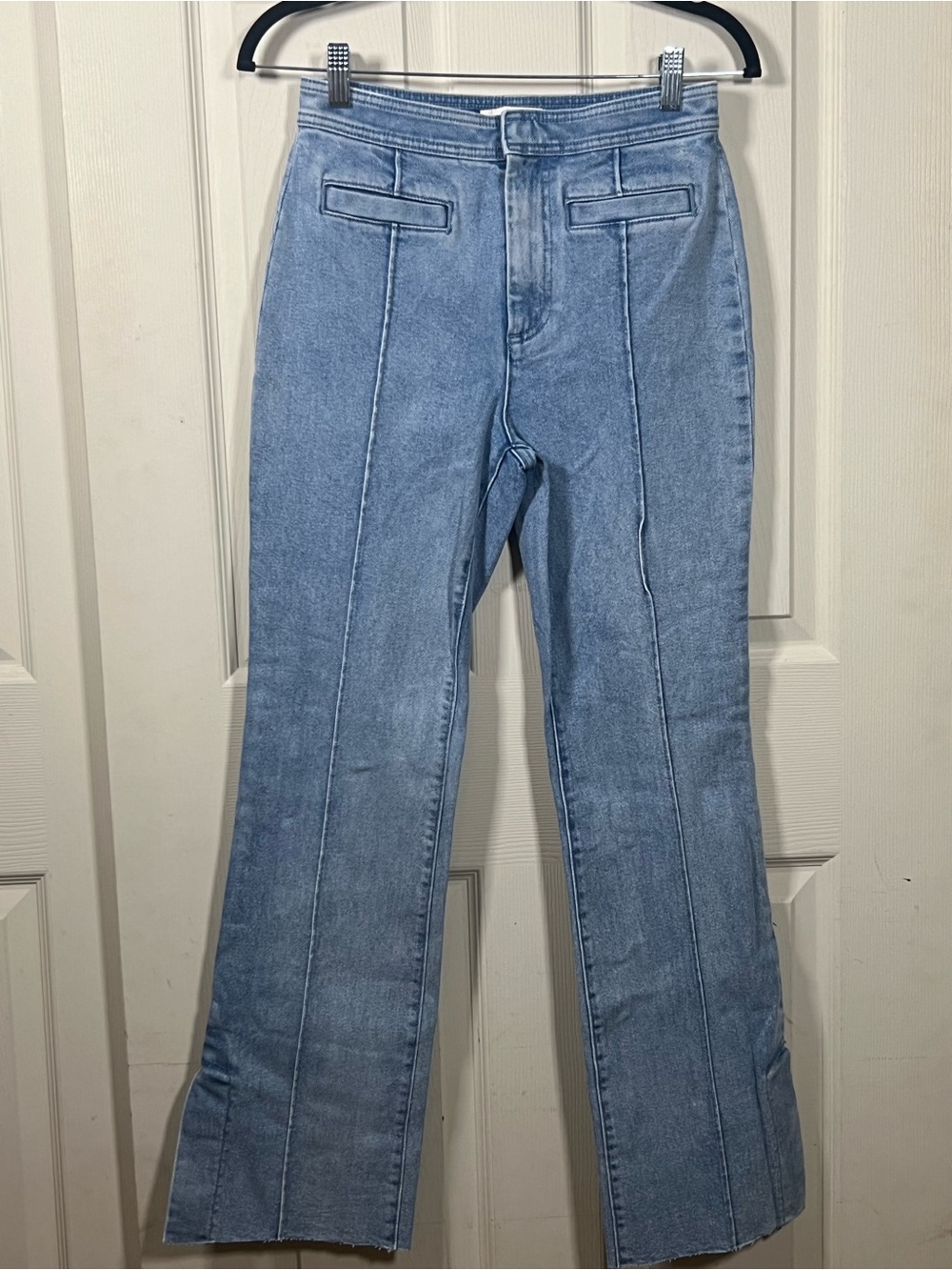 Tory Burch ❤️ Straight-Leg Jeans Super Bleachout High Rise Trouser Seam 26 - Picture 2 of 8